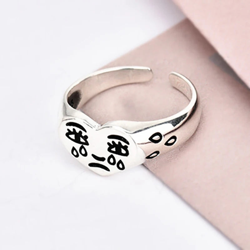 Cry Face Statement Ring – Adjustable Cute & Trendy Women’s Ring