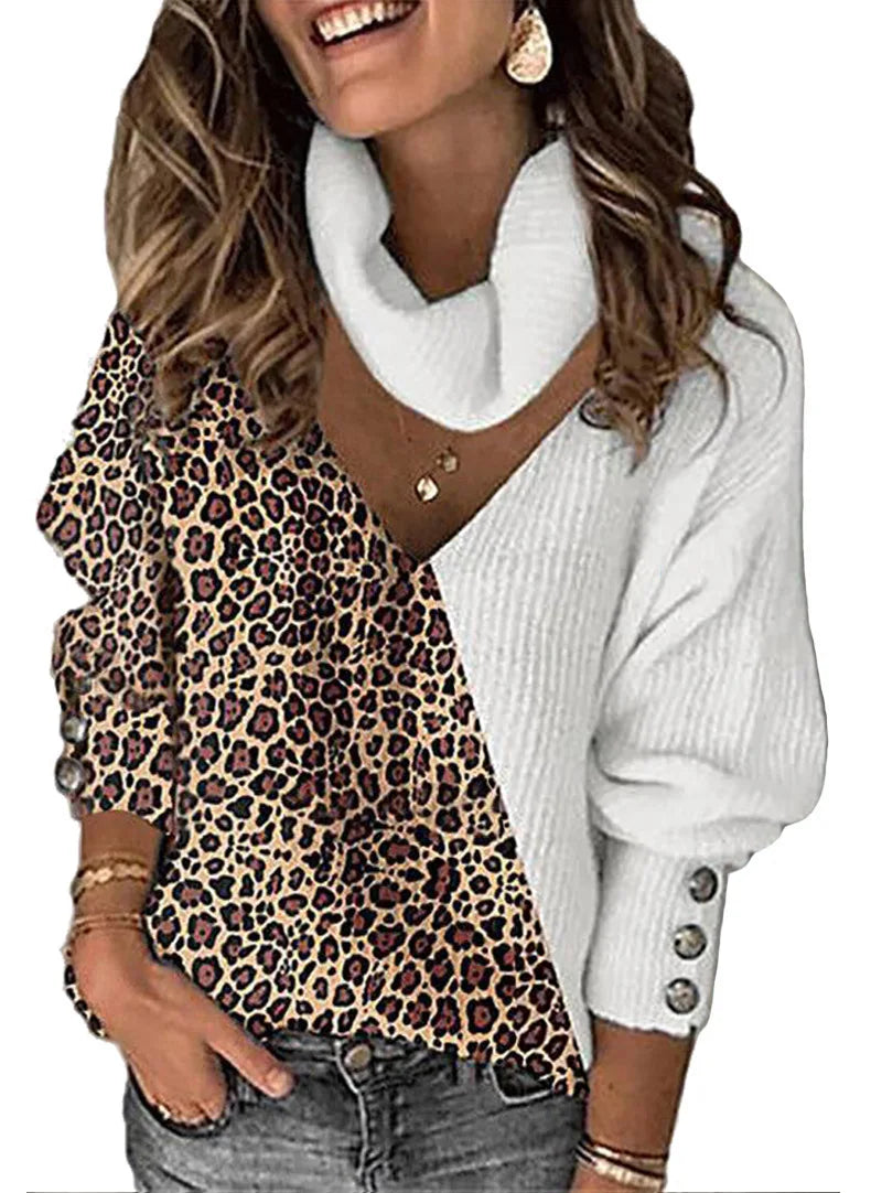 2025 Womens Patchwork Hoodie Leopard Print Drawstring Sweatshirt Casual Long Sleeve Pullover Top