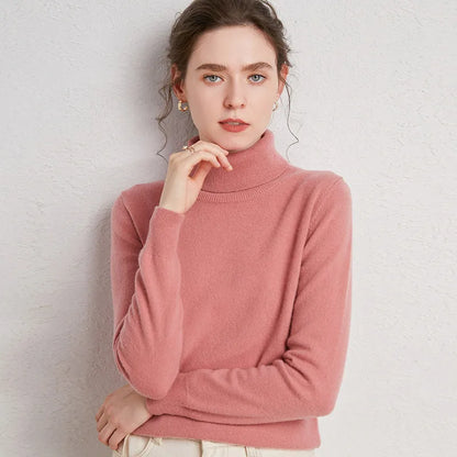 Womens Pure Wool Turtleneck Plus Size Knitted Sweaters