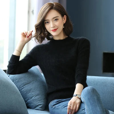 Womens Snow Flake Theme Mink Cashmere Sweaters