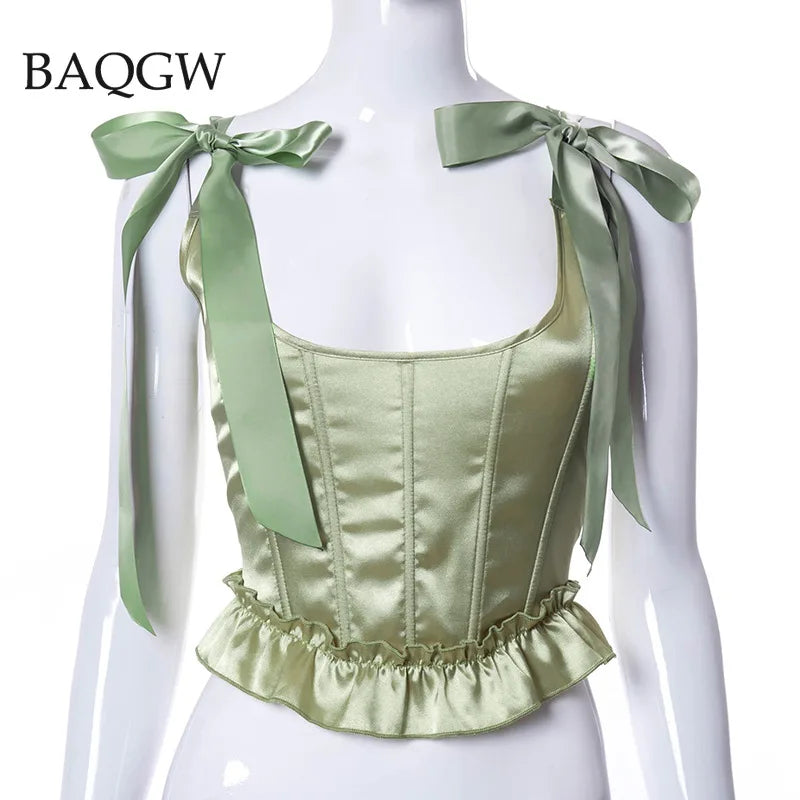 Green Strapless Tube Top Sexy Summer Bustier For Party Ready Shoulders