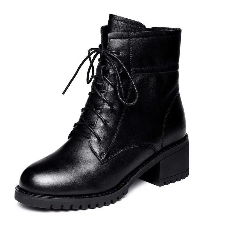Womens Round Head Lace Up Chelsea Boots For Winter