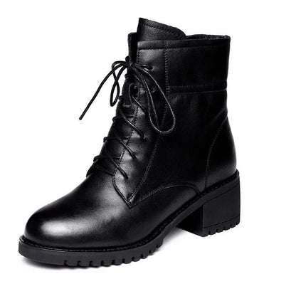 Womens Round Head Lace Up Chelsea Boots For Winter