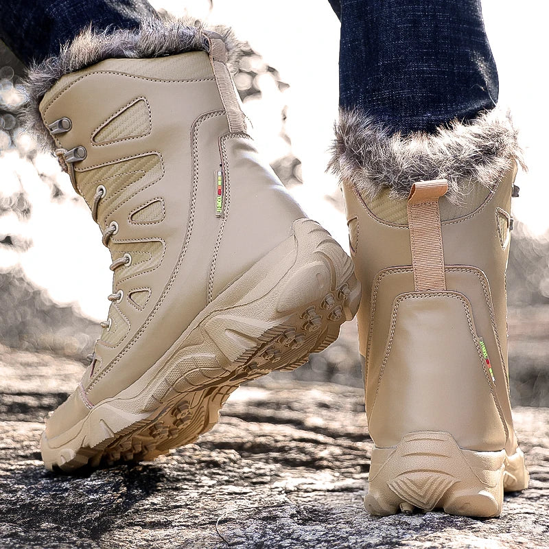 Large Size Winter Mens Boots Warm Plush Ankle Boots Sweat Wicking High Top Snow Boots Outdoor Sneakers For Men