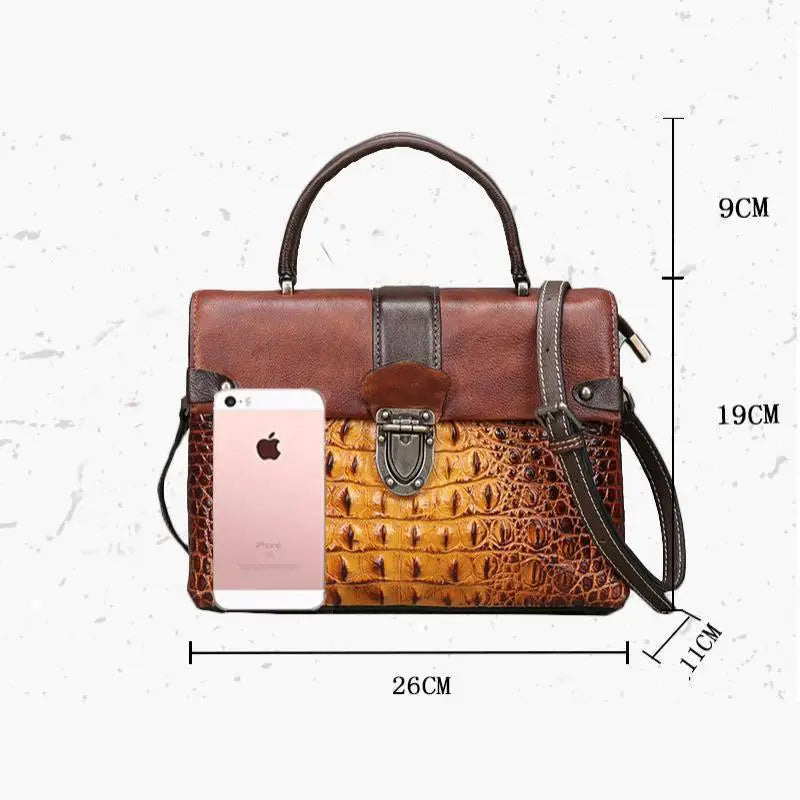 Womens Retro Crocodile Pattern Shoulder Bag 2025 Autumn Winter Fashion Small Square Crossbody