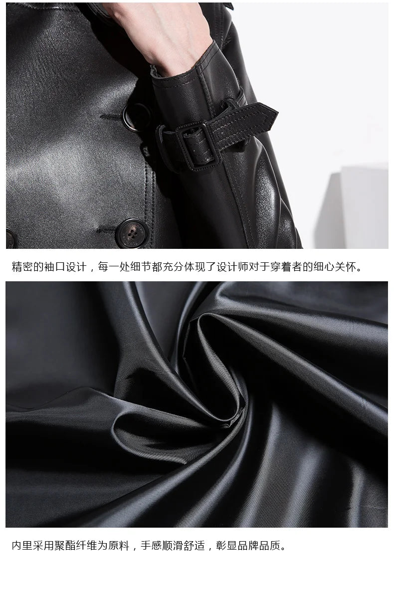 S 7xl Plus Size Faux Leather Women Trench Coats