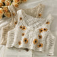 French Style Floral Pattern Crochet Sleeveless Crop Top