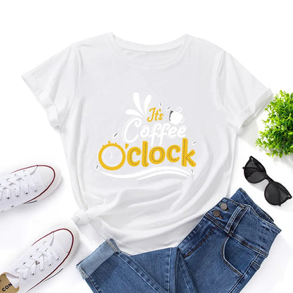 It's a Coffee Clock Print O-Neck Women T-Shirt
