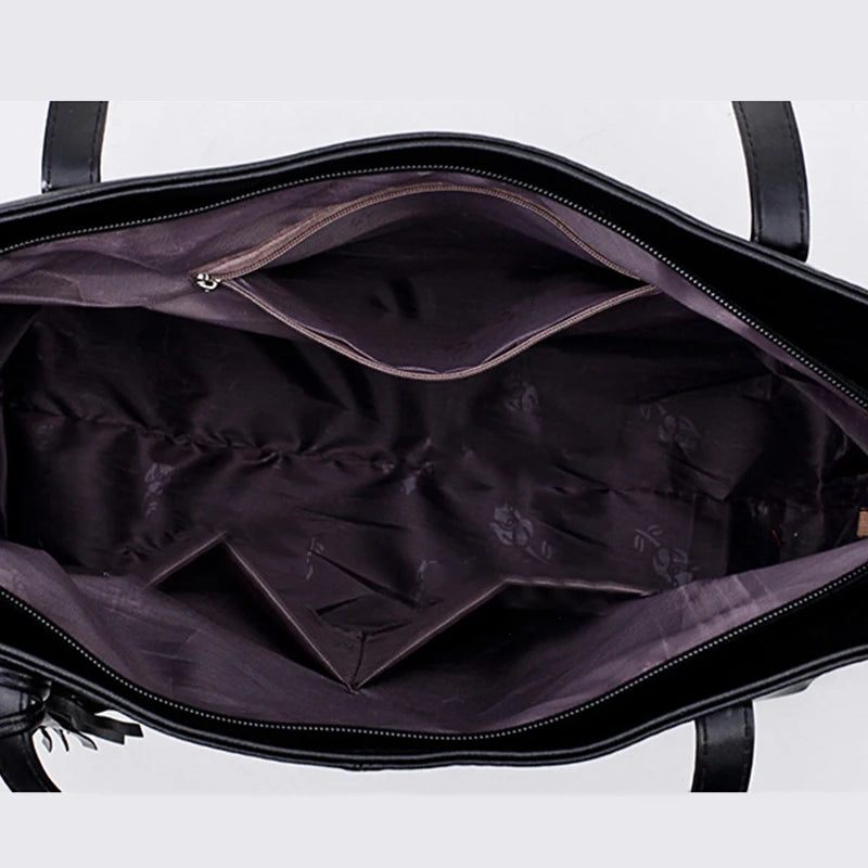 Women S Leather Shoulder Bag Fashion Handbag With Retro Embossing Large Tote Purse Stylish Ladies Tote Bag