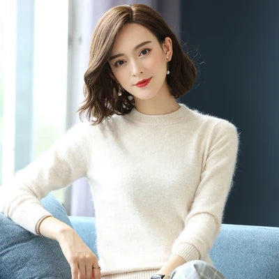 Womens Snow Flake Theme Mink Cashmere Sweaters