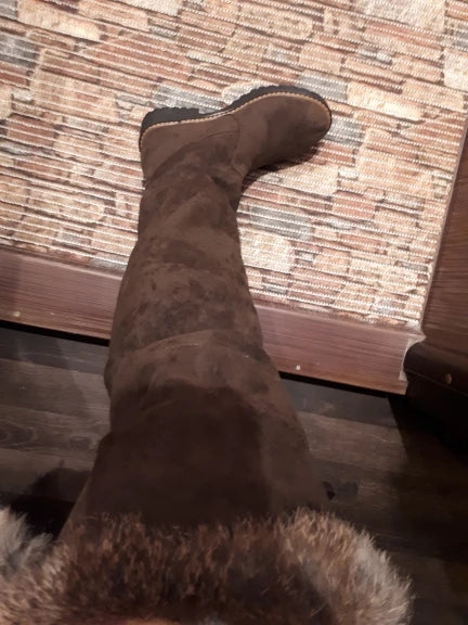 Womens Warm Leather Snow Knee High Boots Shoes