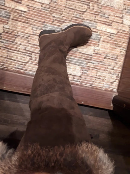 Womens Warm Leather Snow Knee High Boots Shoes