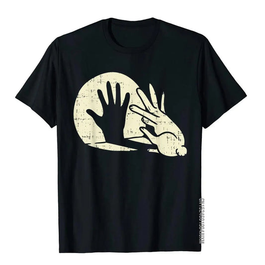 Funny Rabbit Hand Shadow Game Printed Summer Women T-Shirts