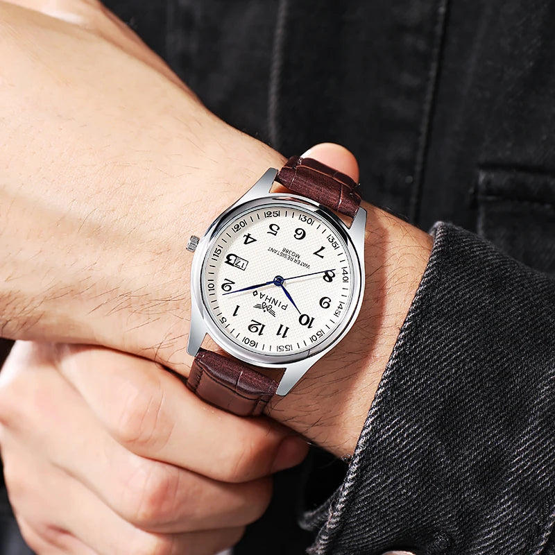 Mens Leather Strap Watch