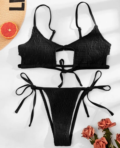 Stylish Hollow Out High Cut Micro Womens Swimsuit