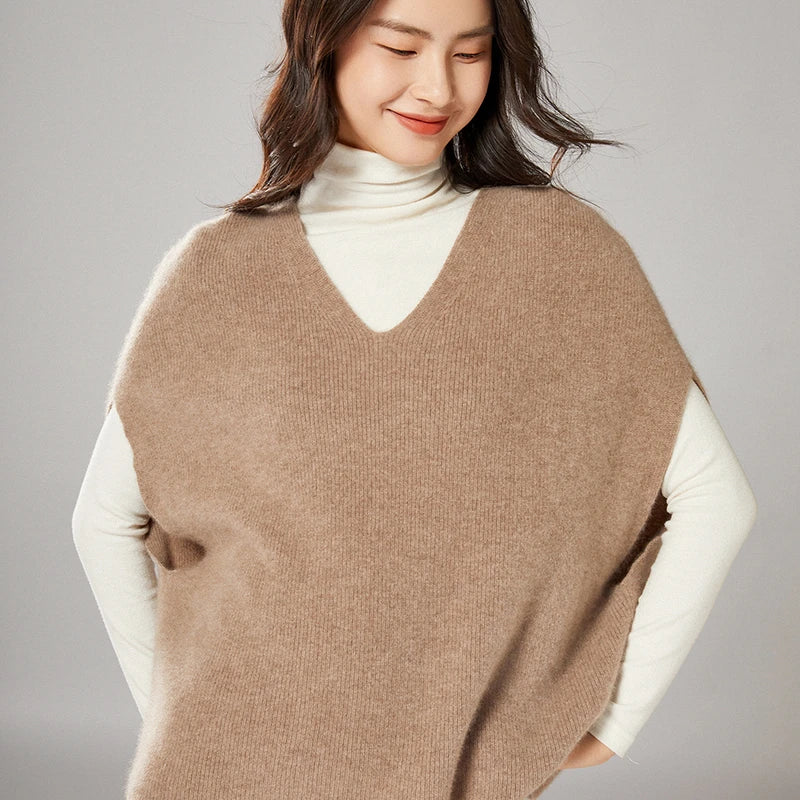 Chic Layering Aesthetic: Oversized V-Neck Knit Sweater Vest