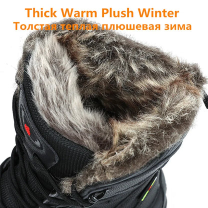 Large Size Winter Mens Boots Warm Plush Ankle Boots Sweat Wicking High Top Snow Boots Outdoor Sneakers For Men