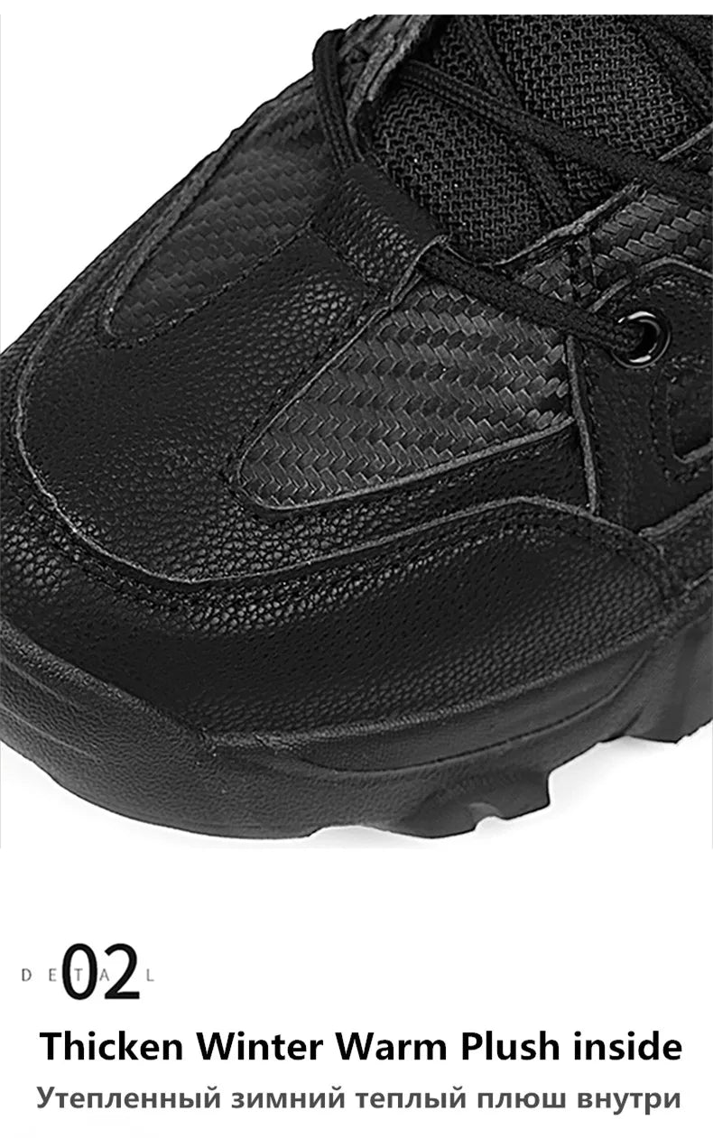 Large Size Winter Mens Boots Warm Plush Ankle Boots Sweat Wicking High Top Snow Boots Outdoor Sneakers For Men