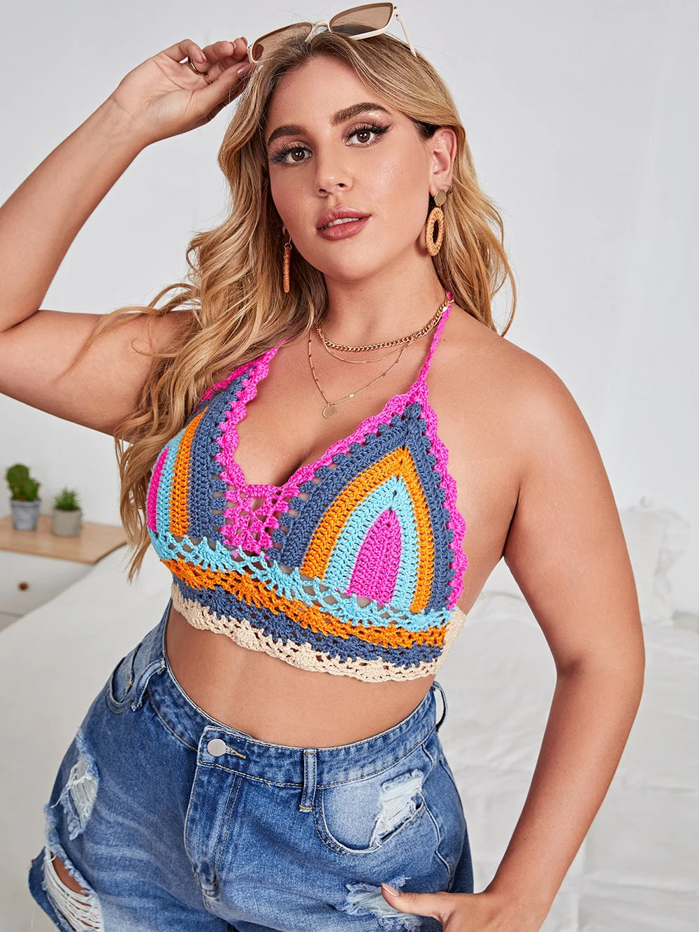 Super Creative Design Crochet Strapless Bikini Suit