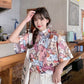 Summer Cat Print Shirt: Kawaii Korean-Style Casual Fashion