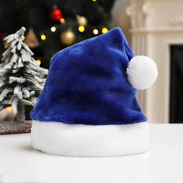 High-Quality Santa Claus Hat: Red Short Plush for Christmas Cheer