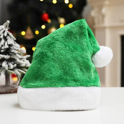 High-Quality Santa Claus Hat: Red Short Plush for Christmas Cheer