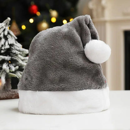 High-Quality Santa Claus Hat: Red Short Plush for Christmas Cheer