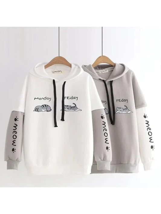 Meow Monday Friday Soft Cotton Hoodies