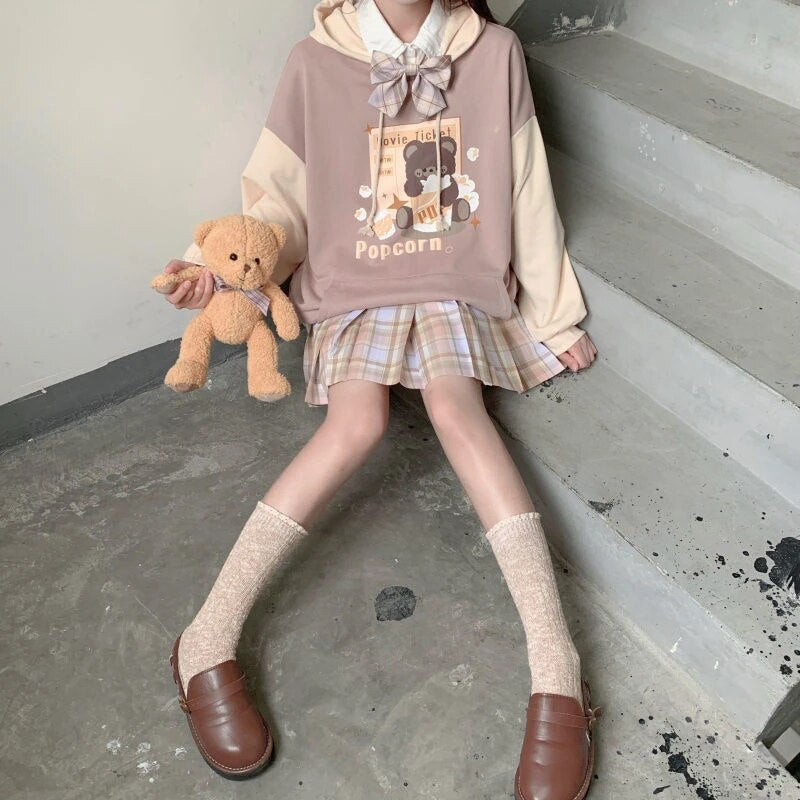 Japanese Style Cute Bear Teen Girl Hoodies