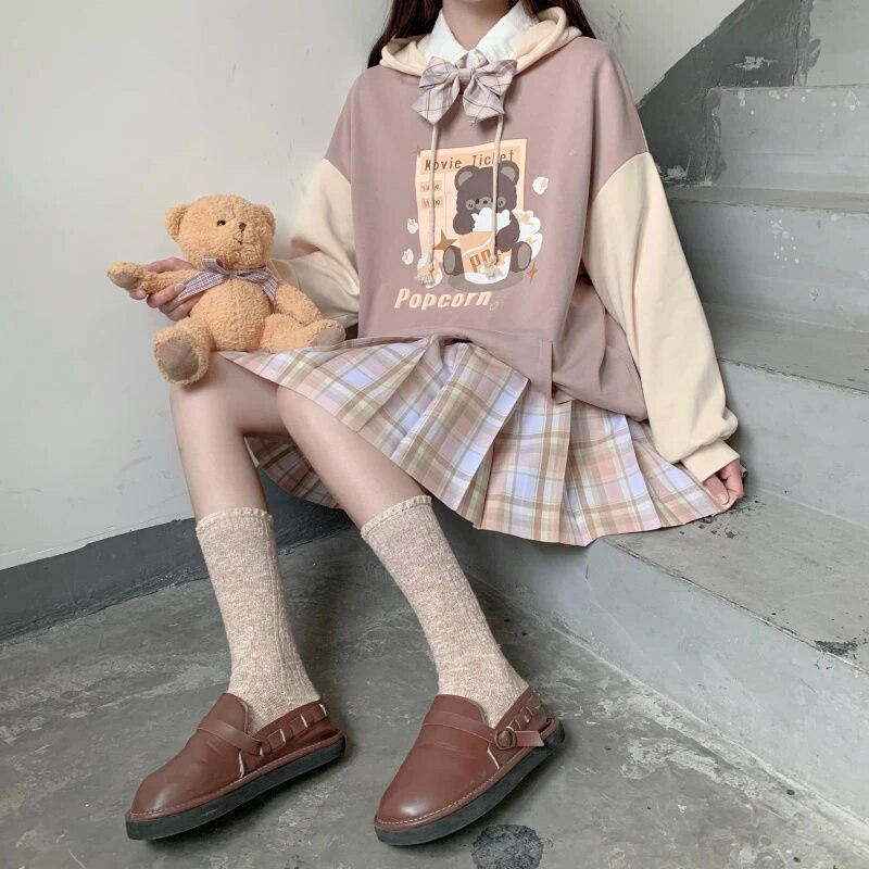 Japanese Style Cute Bear Teen Girl Hoodies