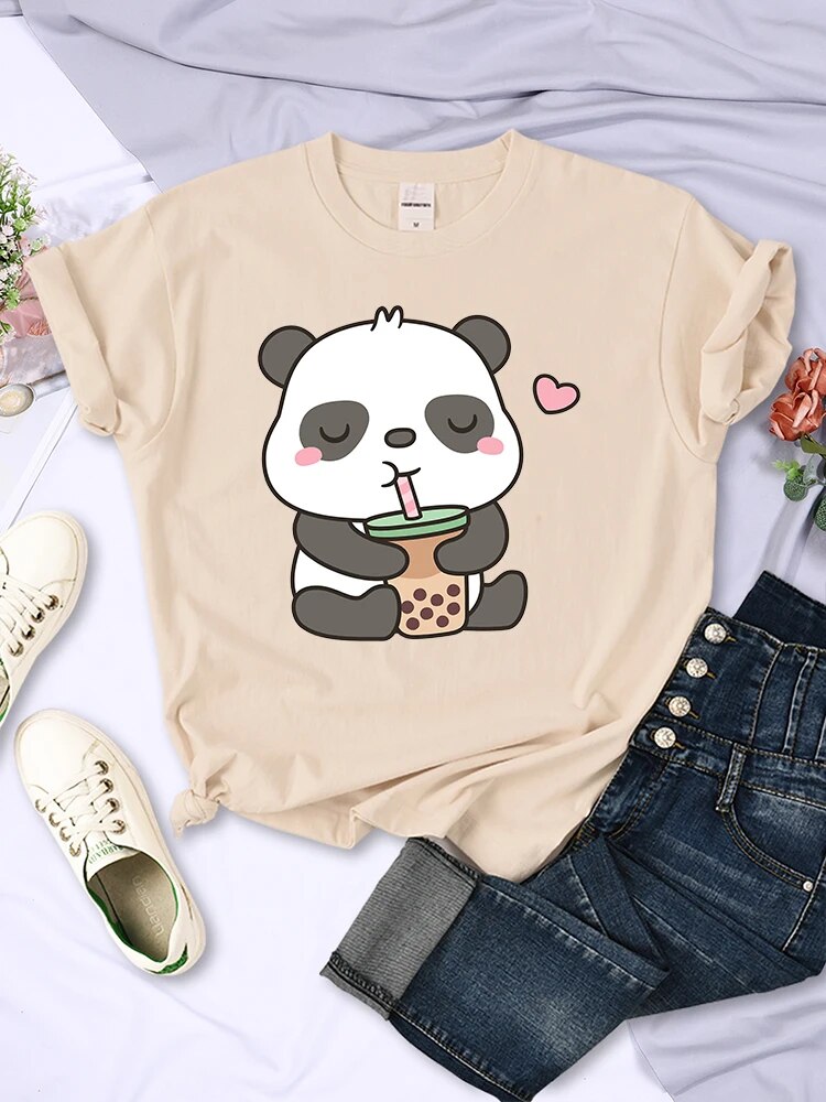 Bubble Tea Drinks Sweat Panda Summer T-Shirts