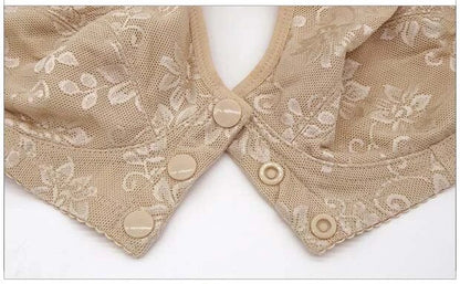 Wire Free Flower Design Button Closure Push Up Bras