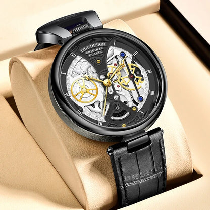 Creative Leather Auto Date Quartz Watches For Men