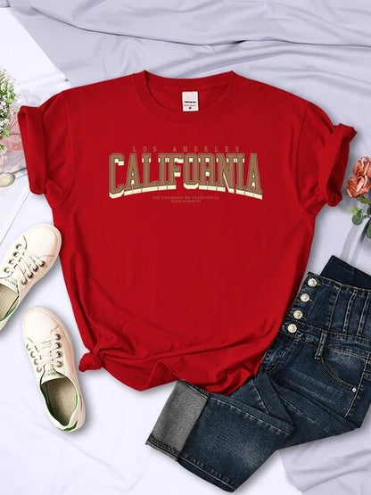 Los Angeles California "The Winner" T-Shirt – Women’s Summer Breathable Soft Short Sleeve Streetwear 2025