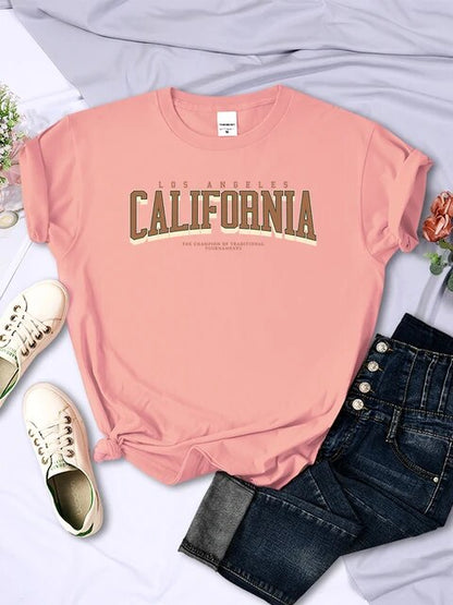 Los Angeles California "The Winner" T-Shirt – Women’s Summer Breathable Soft Short Sleeve Streetwear 2025