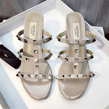 High-End Genuine Leather Flat Sandals: Luxury Open-Toe Style