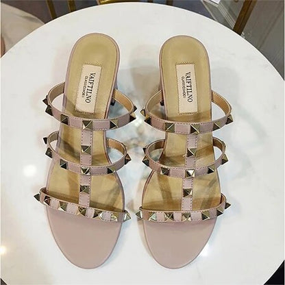 High-End Genuine Leather Flat Sandals: Luxury Open-Toe Style