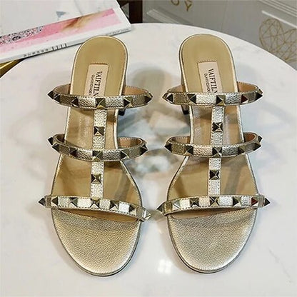 High-End Genuine Leather Flat Sandals: Luxury Open-Toe Style