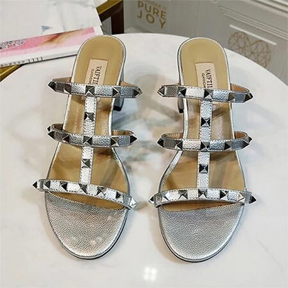 High-End Genuine Leather Flat Sandals: Luxury Open-Toe Style