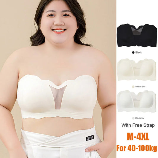M-4XL For 40-100kg Plus Size Women Strapless Bra