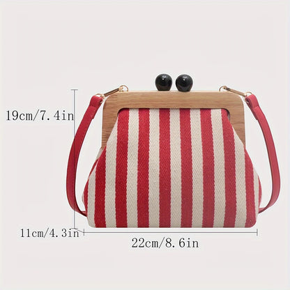 Designer Style Striped Evening Clutch Crossbody Bag