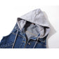 Womens New Sleeveless Denim Hooded Jackets