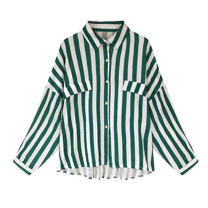 Striped Long Sleeve Women's Blouse: Casual Office Elegance