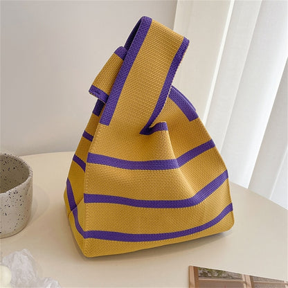 New Wide Striped Reusable Small Tote Bags