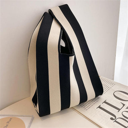 New Wide Striped Reusable Small Tote Bags