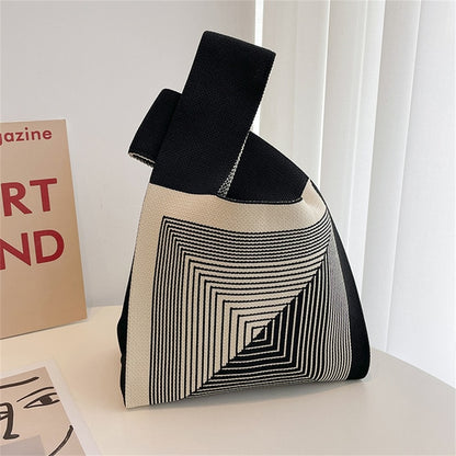 New Wide Striped Reusable Small Tote Bags