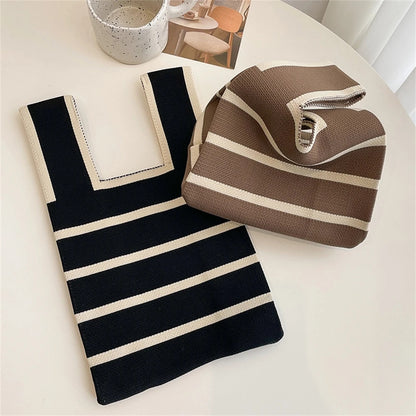 New Wide Striped Reusable Small Tote Bags