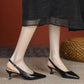 Super Luxury Pointed Toe Black Thin Heel Shoes For Women
