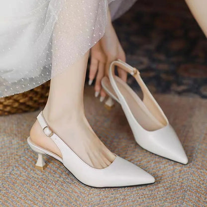 Super Luxury Pointed Toe Black Thin Heel Shoes For Women