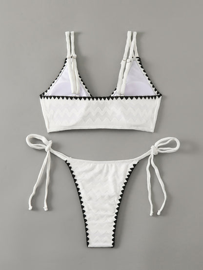 Two Pieces New White Bandage Stripe Bikini